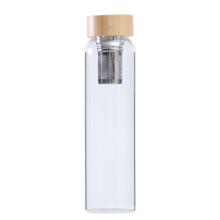 Wholesale custom 1000ml bamboo lid glass water bottle with time marker glass bottle with sleeve